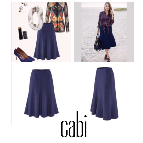 CAbi Skirts Cabi Textured Blue Midi Tulip Skirt94 Poshmark